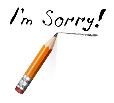 "I'm sorry" as written with pencil