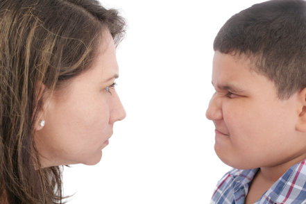 Mom and son in conflict