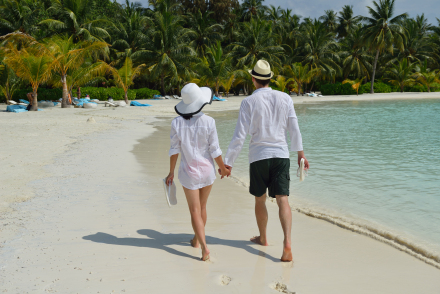 couple walking on beach