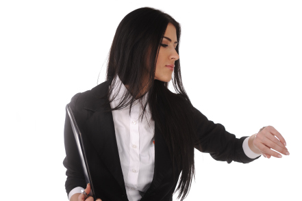 business woman checking her watch