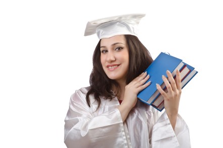 Graduate holding books