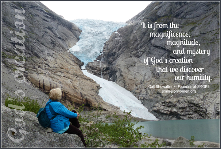 Gail looking at glacier