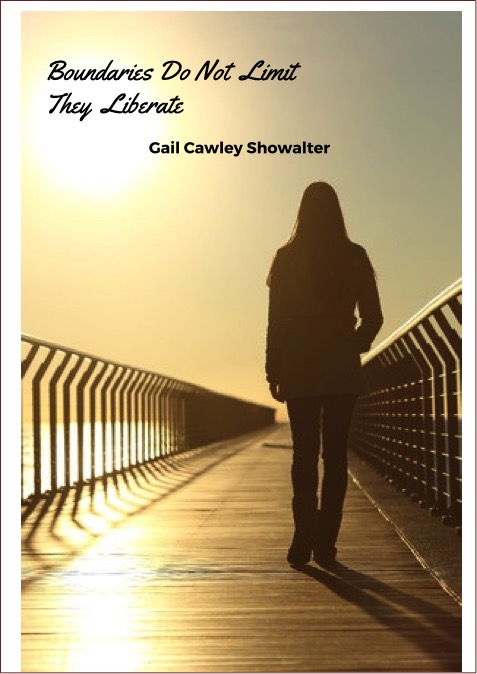 Silhoutte of woman walking across a bridge with this title - Boundaries do not limit they Liberate