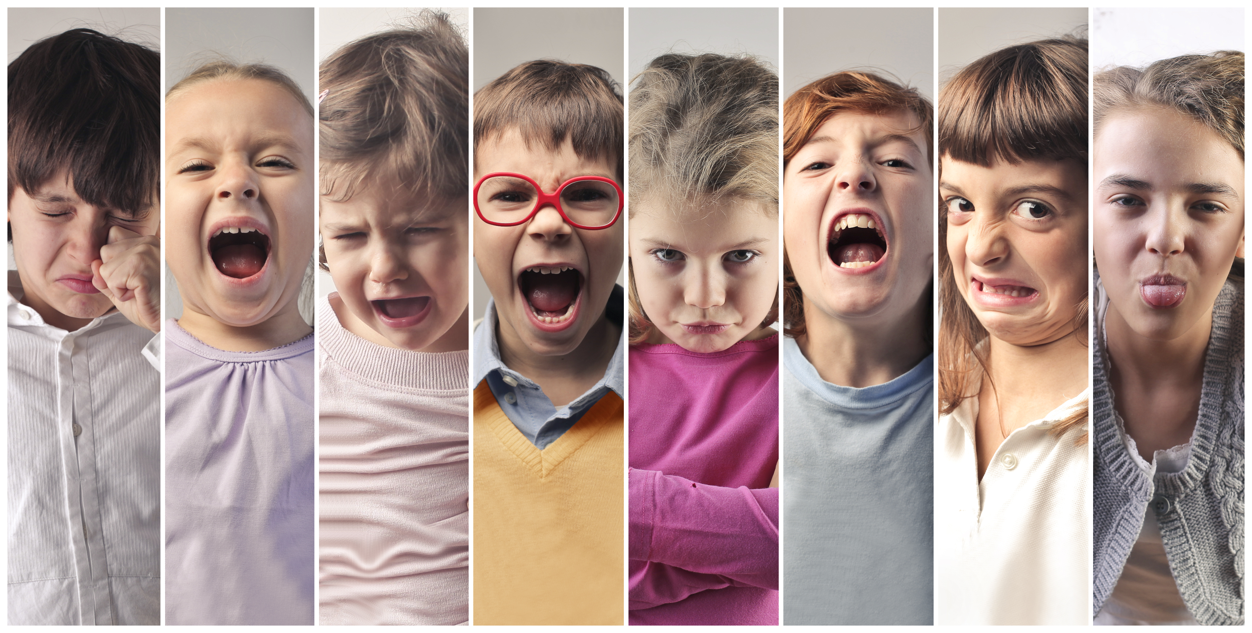 8 kids with a variety of expresssions