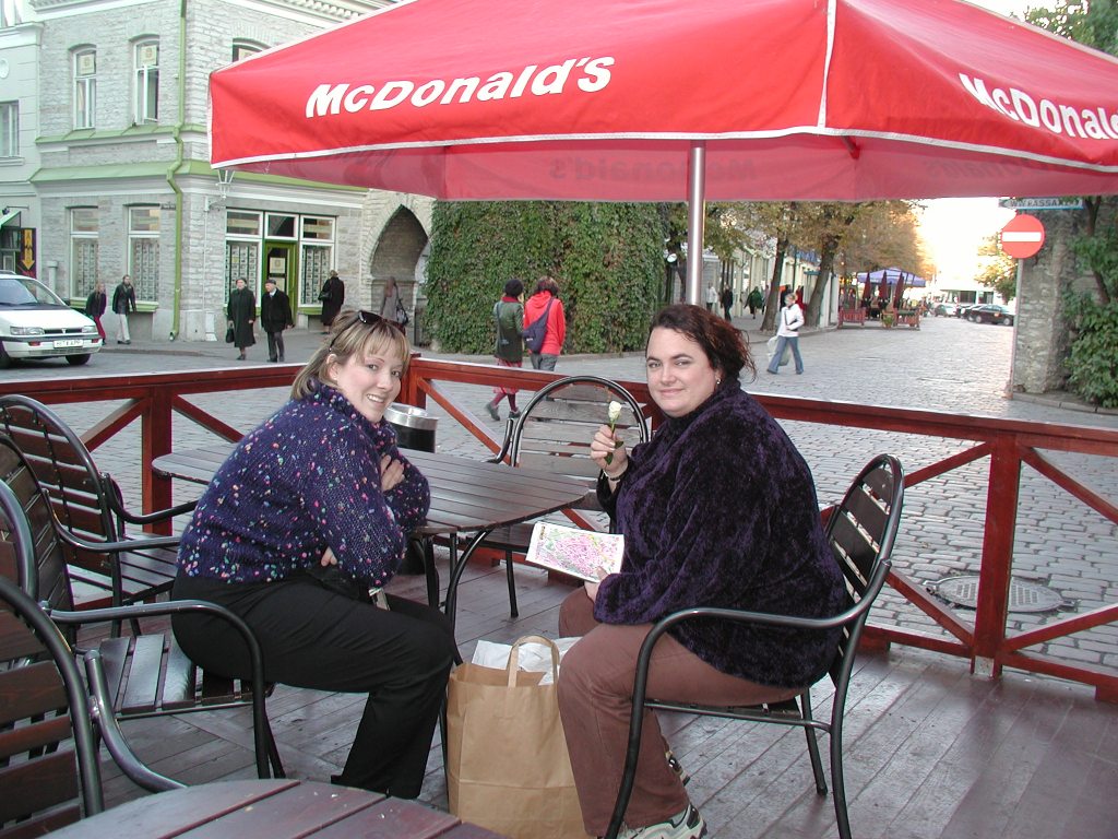Treva and Laura enjoying Europe on the way to Russia 