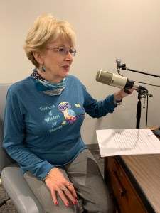 Gail wt mic in radio station