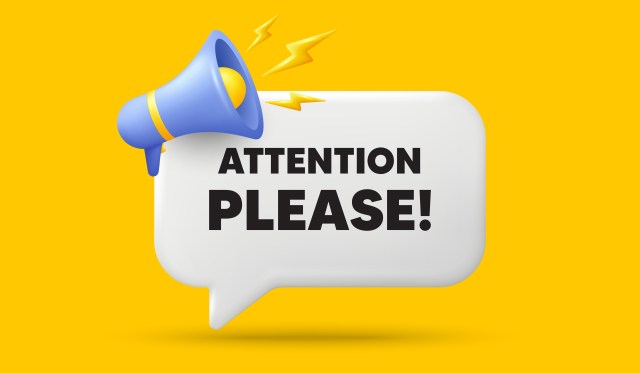 Horn with caption " Attention Please"